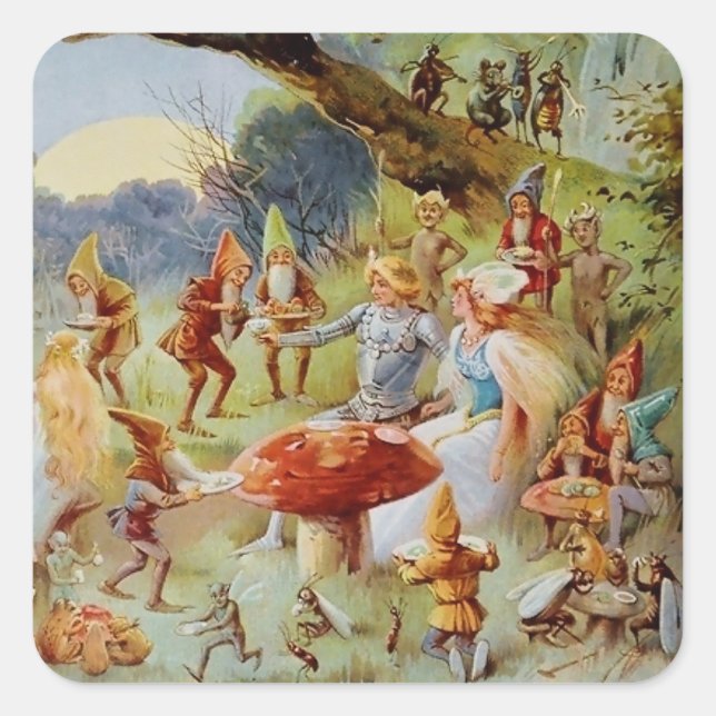 Sticker Carré “The Feast” Fairy Art By E S Hardy (Devant)