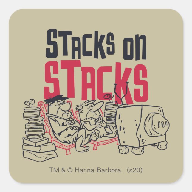 Sticker Carré The Flintstones | Fred & Barney - Stacks on Stacks (Devant)