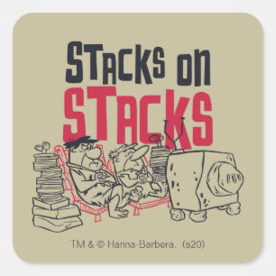Sticker Carré The Flintstones   Fred & Barney - Stacks on Stacks