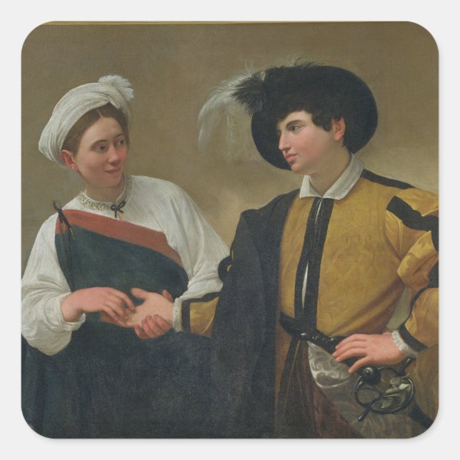 Sticker Carré The Fortune Teller (La Buona Ventura), c.1594 (Devant)