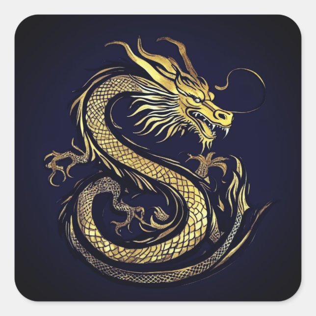 Sticker Carré The Golden Dragon – Baroque Flame in the Darkness (Devant)