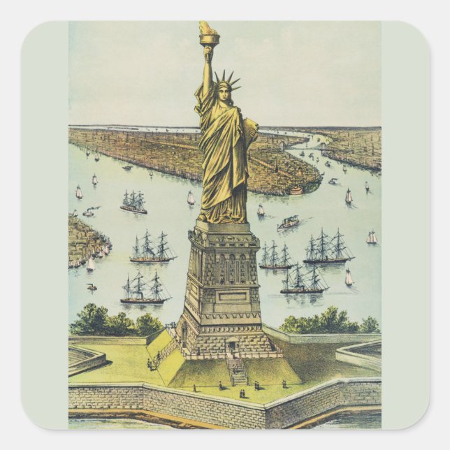 Sticker Carré The Great Bartholdi Statue, Statue of Liberty (Devant)