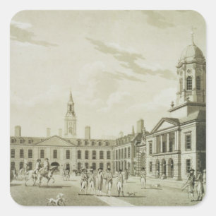 Sticker Carré The Great Court Yard, Dublin Castle, 1792 (gravi)
