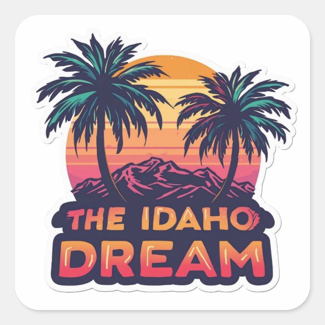 Sticker Carré The Idaho Dream American Retro Sunset (Devant)