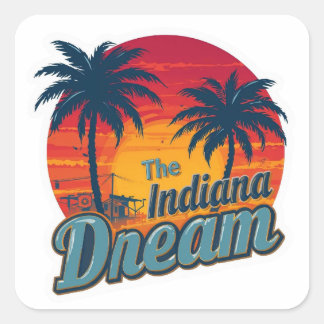 Sticker Carré The Indiana Dream Retro Sunset Palm Trees