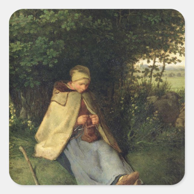 Sticker Carré The Knitter or, The Seated Shepherdess, 1858-60 (Devant)