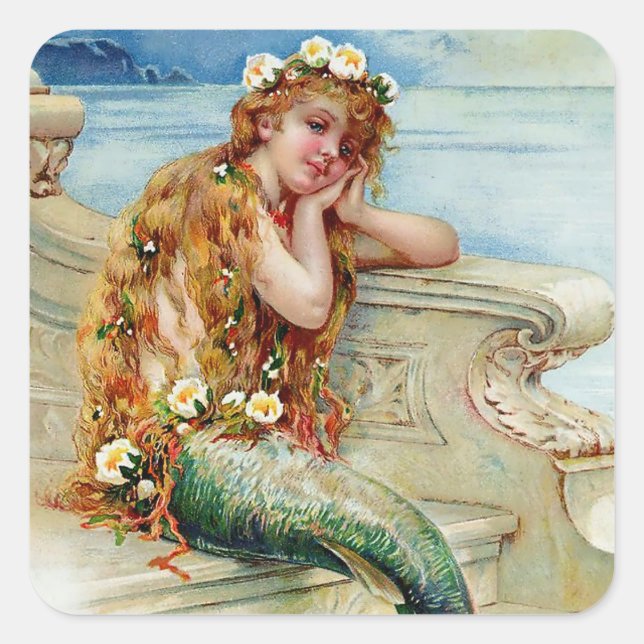 Sticker Carré “The Little Mermaid” by E S Hardy (Devant)