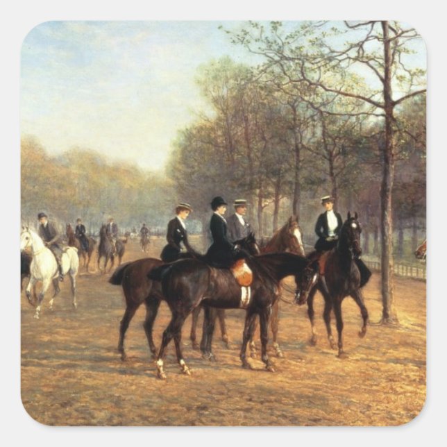 Sticker Carré The Morning Ride, Rotten Row, Hyde Park, 1894 (Devant)