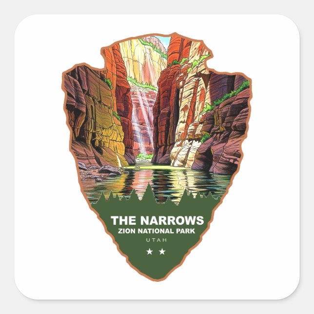 Sticker Carré The Narrows Zion National Park Arrowhead (Devant)