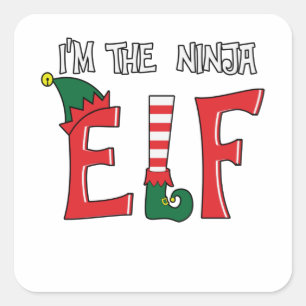 Sticker Carré The Ninja Elf Family Matching Christmas Pajamas