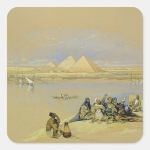 Sticker Carré The Pyramids at Giza, near Cairo (w/c)