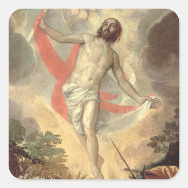 Sticker Carré The Resurrection of Christ (oil on canvas) (Devant)