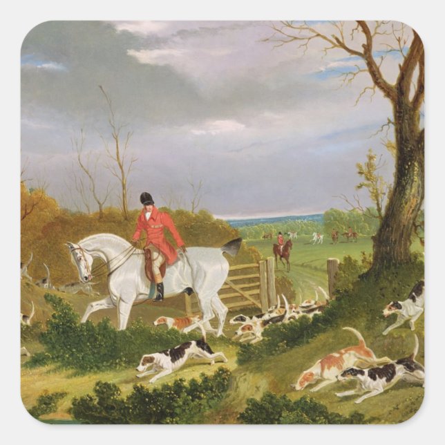 Sticker Carré The Suffolk Hunt - Going to Cover near Herringswel (Devant)