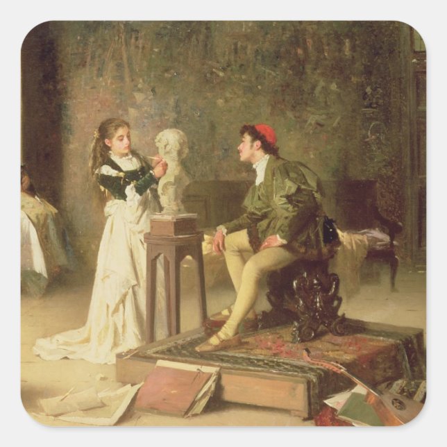 Sticker Carré The Young Sculpture (oil on canvas) (Devant)