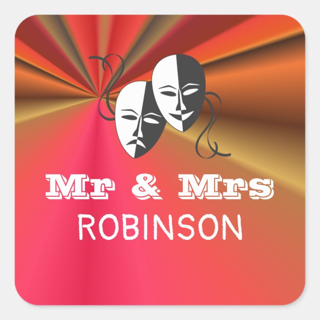 Sticker Carré Théâtre Playbill Show Billets Thème Mariage (Devant)