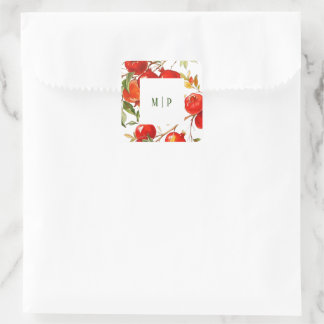 Sticker Carré Thème aquarelle des grenades Couleurs vives