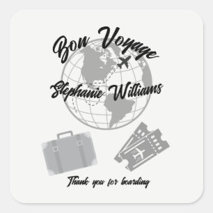 Sticker Carré Thème de fête de voyage pour la retraite Bon voyag