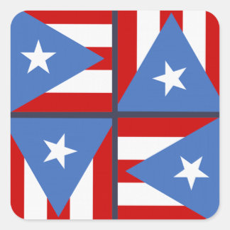 Sticker Carré Thème de fête Porto Rico : motif carré de drapeau