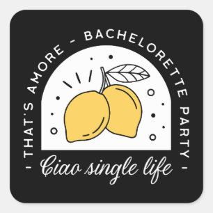 Sticker Carré Thème de fruit de citron de fête de Bachelorette n