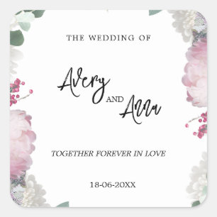 Sticker Carré Thème de mariage floral