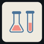 Sticker Carré Thème de science du tube de bécher et de test<br><div class="desc">Stickers avec un dessin mignon d'un tube d'essai et bécher. Parfait pour les types scientifiques.</div>