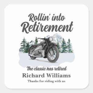 Sticker Carré Thème de voyage de retraite Moto classique en mouv