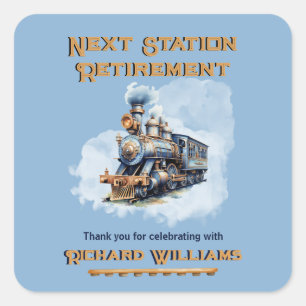 Sticker Carré Thème de voyage pour la retraite Train Vintage Pro