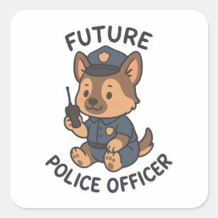 Sticker Carré Thème du futur policier de chien mignon