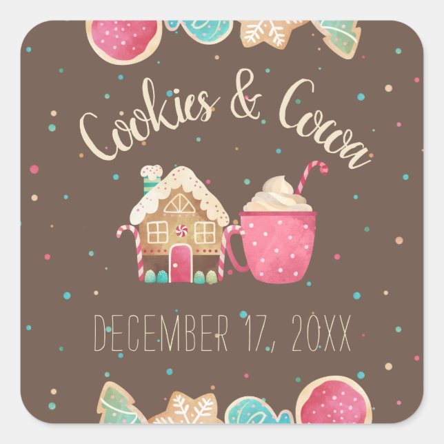 Sticker Carré Thème Festive Christmas Cookie Exchange Party (Devant)
