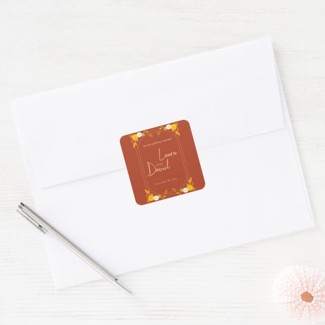 Sticker Carré Thème Mariage classique (Enveloppe)