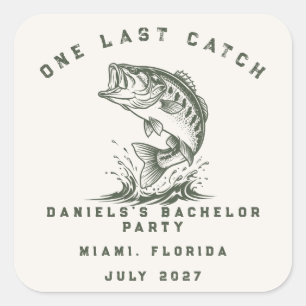 Sticker Carré Thème Poisson Fête de Bachelor Personnalisée pour