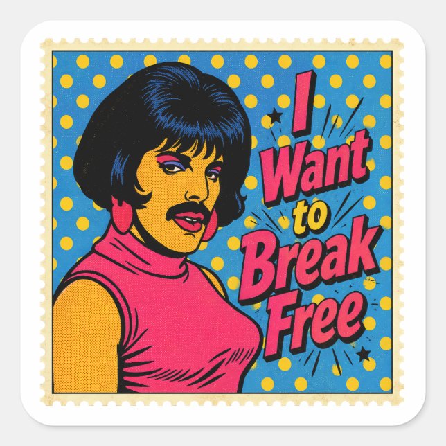 Sticker Carré Thème Pop Art Break Free (Devant)
