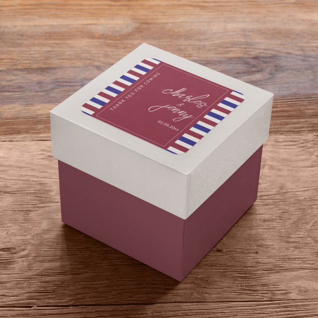 Sticker Carré Thème Royal Red et Blue Mariage (Stick a sticker on the gifts that you give in return to your lovable guests.)