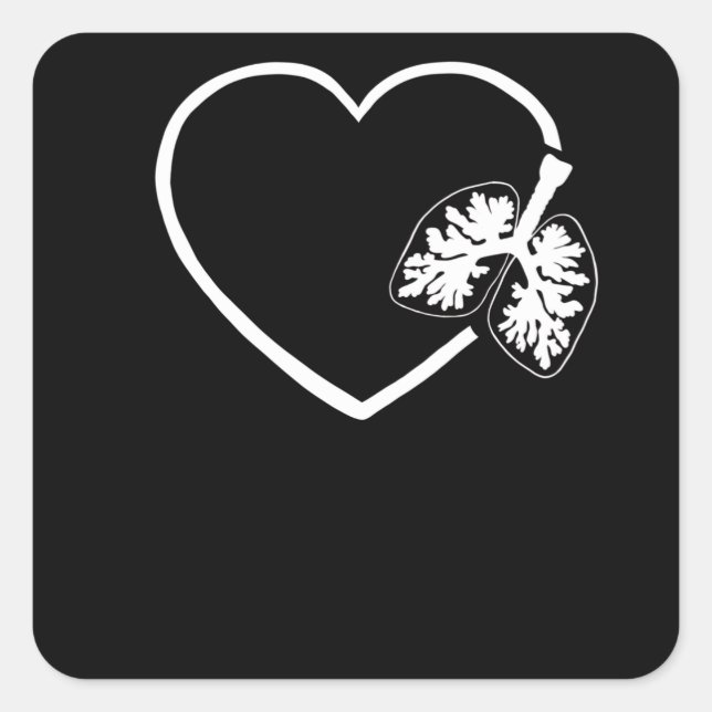 Sticker Carré Thérapeute respiratoire Coeur pulmonaire RT Soins  (Devant)