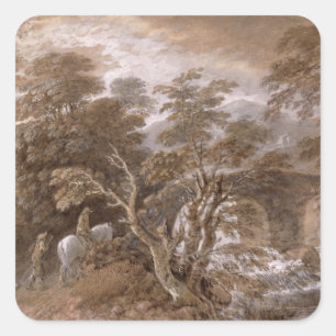 Sticker Carré Thomas Gainsborough   A Woodland Pool with Rocks a