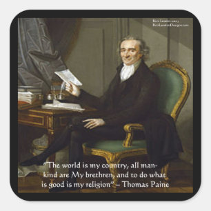 Sticker Carré Thomas Paine "Mes Frères" Citation Cadeaux & Carte