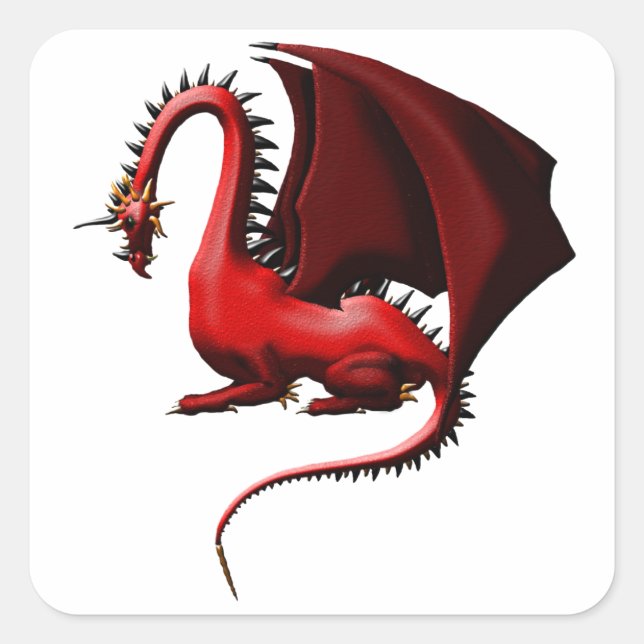Sticker Carré Thorn, le Dragon Rouge (Devant)