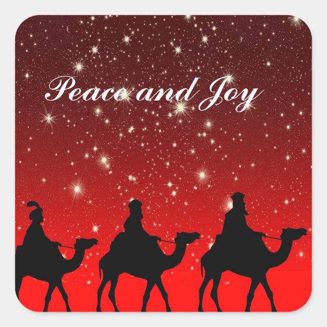 STICKER CARRÉ THREE WISE MEN PEACE AND JOY CUSTOM CHRISTMAS (Devant)
