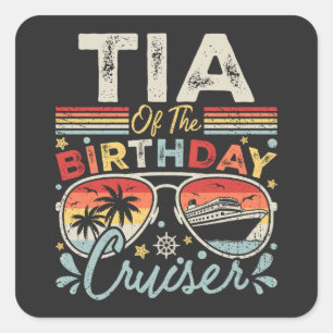 Sticker Carré Tia de Anniversaire Cruiser Vacation