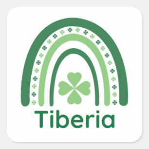 Sticker Carré Tiberia Nom Clover Boho Rainbow