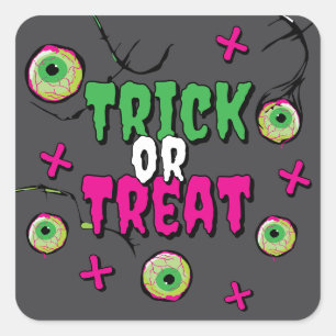 Sticker Carré Tick ou Treat ! Effrayant Cute Funky Éffrayant Zom