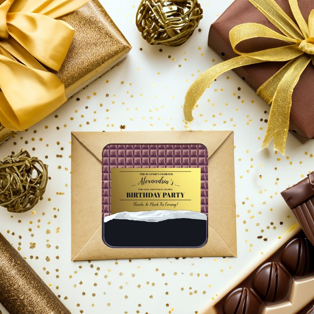 Sticker Carré Ticket d'or personnalisé Fête du chocolat Favorise (Créateur téléchargé)