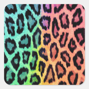 Sticker Carré Tie Dye Empreinte de léopard