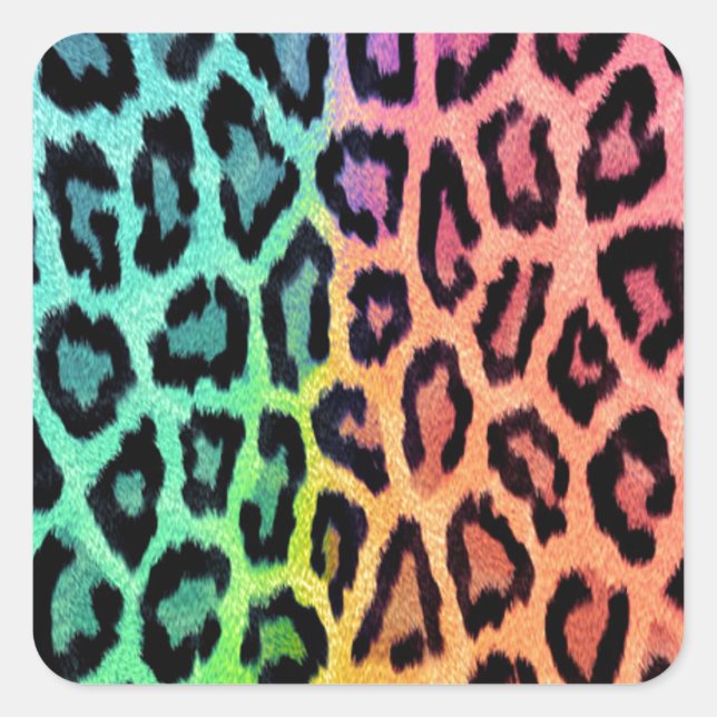 Sticker Carré Tie Dye Empreinte de léopard (Devant)