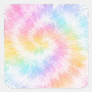 Sticker Carré Tie-Dye Rose Pastel Féminin Chic
