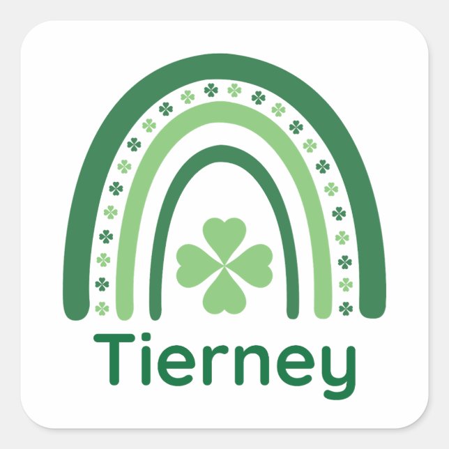 Sticker Carré Tierney Nom Clover Boho Rainbow (Devant)