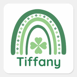 Sticker Carré Tiffany Nom Clover Boho Rainbow