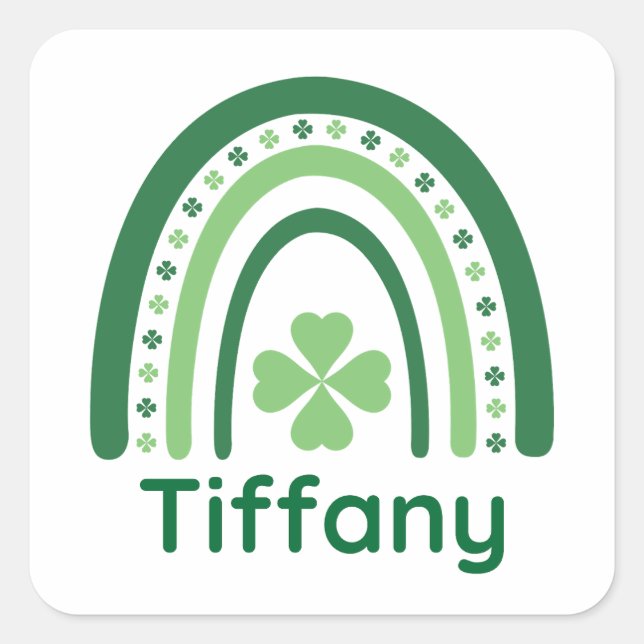Sticker Carré Tiffany Nom Clover Boho Rainbow (Devant)