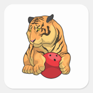 Sticker Carré Tiger Bowling Bowling boule