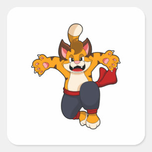 Sticker Carré Tiger dans les arts martiaux Karate